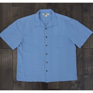 Joe Marlin Men Size 2XL Blue Hawaiian Short Sleeve Button Up Camp Shirt Tropical